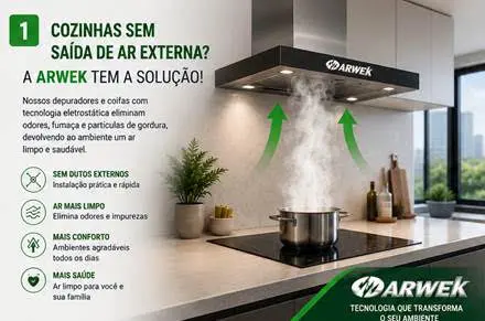 Leia mais sobre o artigo Soluções de coifa e Depurador INOX, para Cozinhas Apartamento Pequeno STUDIO, Sem Saída de Ar